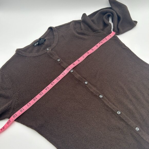 Y2K NEW YORK & COMPANY Brown Acrylic Cardigan M Button Down Ribbed LS Sweater - Picture 5 of 7